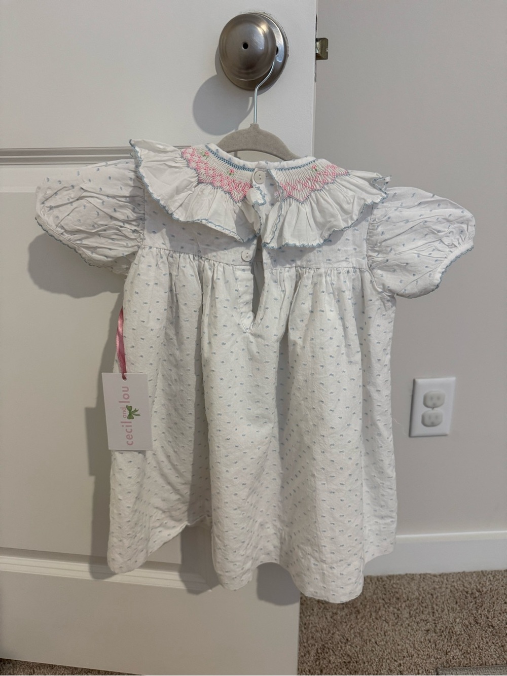 Cecil & Lou Blue Swiss Dot Smocked Dress - Picture 4 of 4